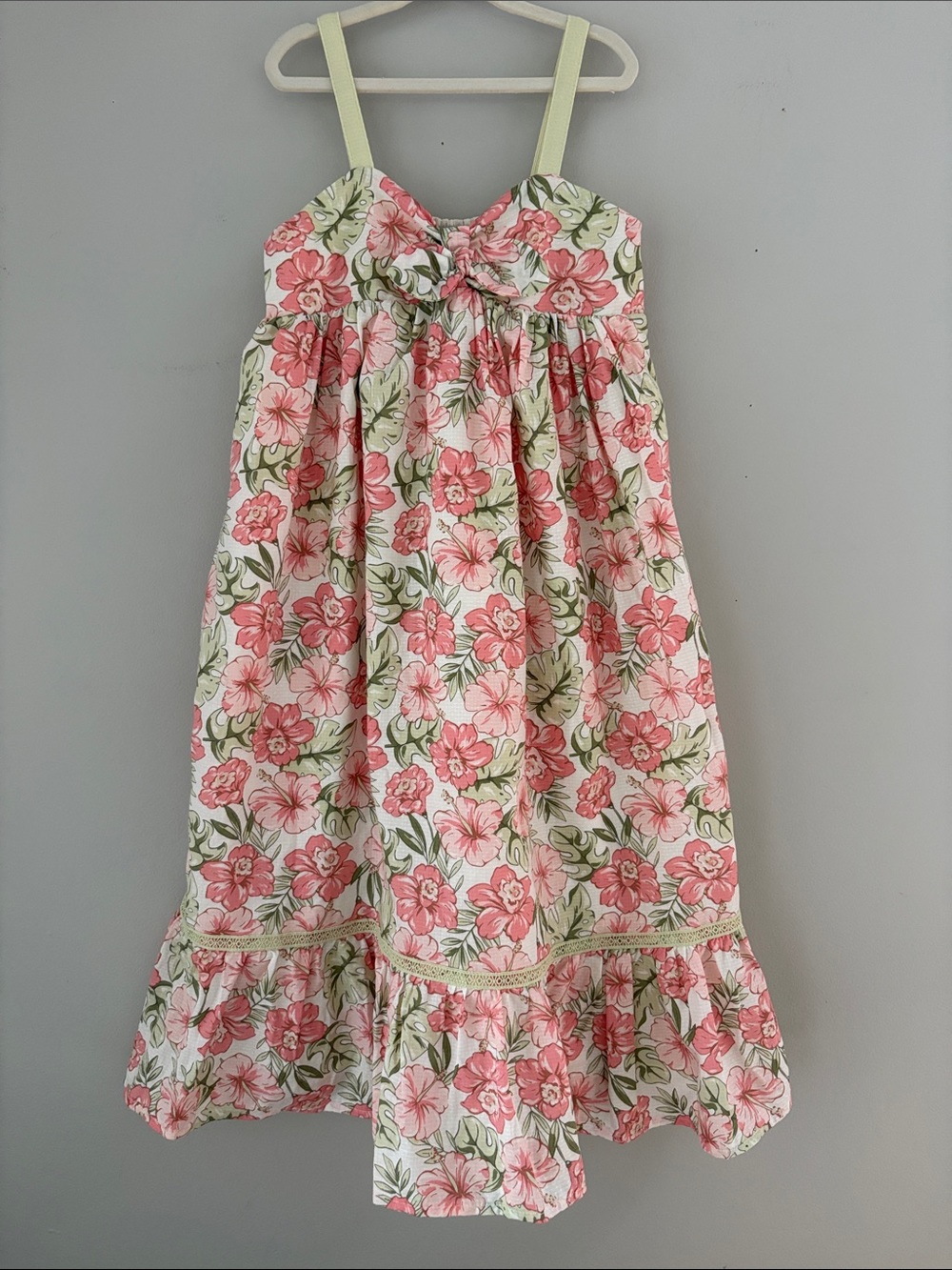 Rachel Zoe Pink & Green Floral Bow-Front Maxi Dress
